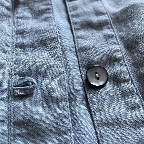 L.L. Bean Linen Button Front Thin Jacket Shacket Blue Womens Size Medium Petite - Picture 6 of 11